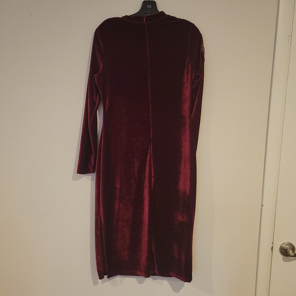 Misslook Burgundy Velvet Dress - Picture 4 of 4